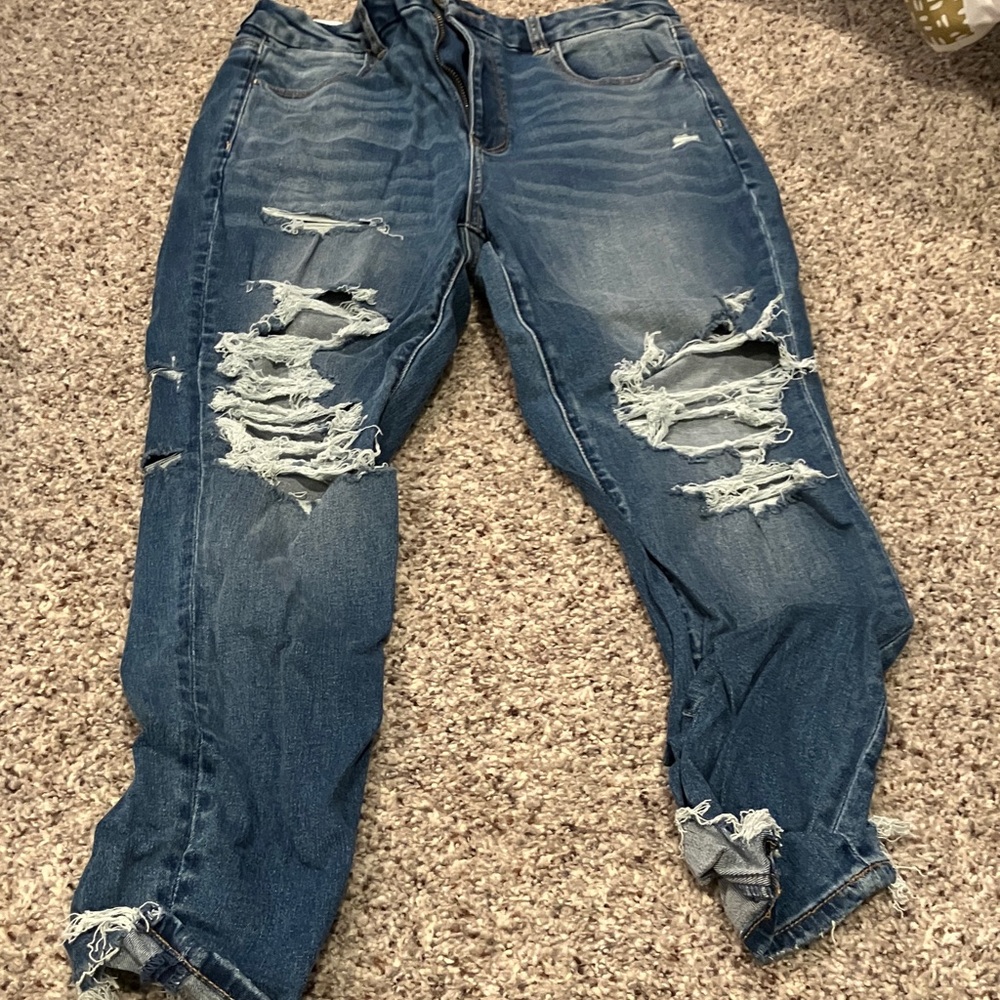 American Eagle distressed, curvy, high-rise, jagging, Ankle Jeans 12 short 31w - Picture 5 of 6